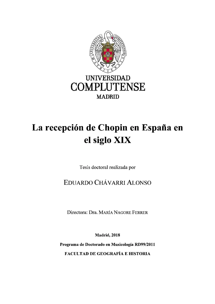 La recepción de Chopin en España en el siglo XIX