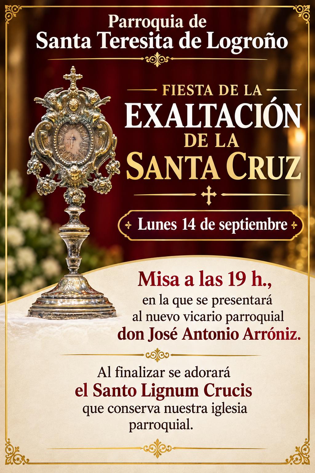 Fiesta de la Exaltación de la Santa Cruz y presentación del nuevo vicario parroquial, don José Antonio Arróniz